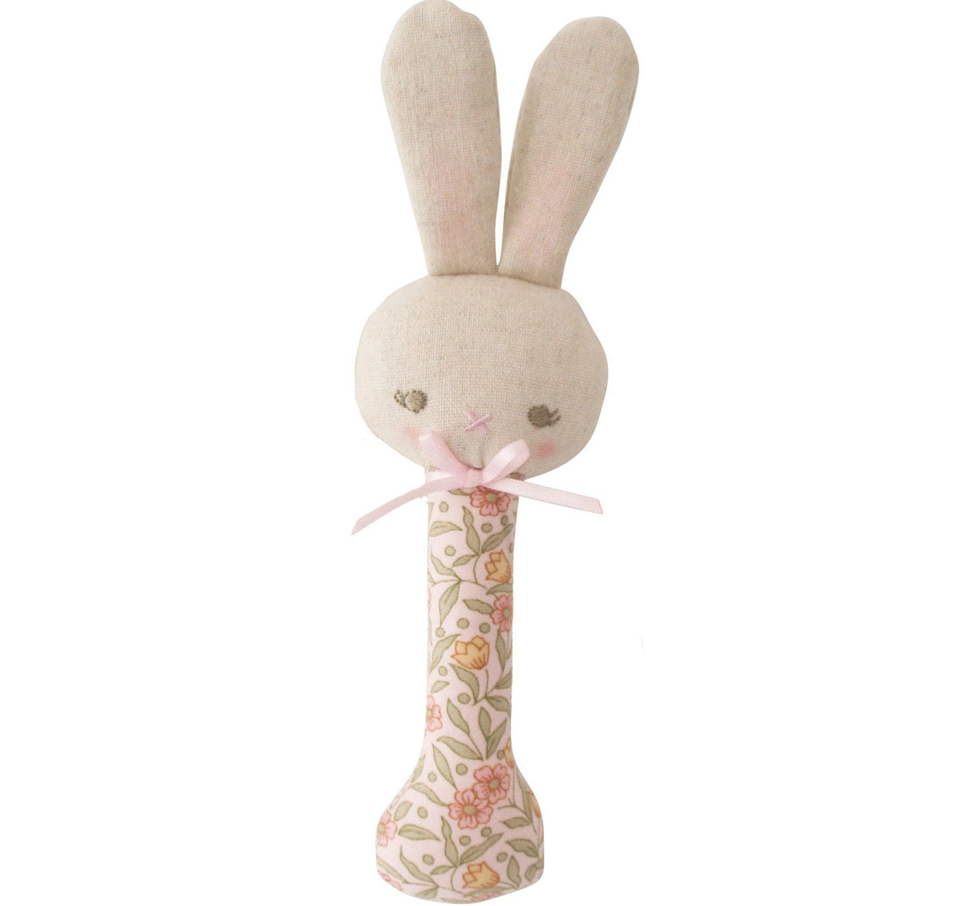 Alimrose - Baby Bunny Stick Rattle Blossom Lily Pink