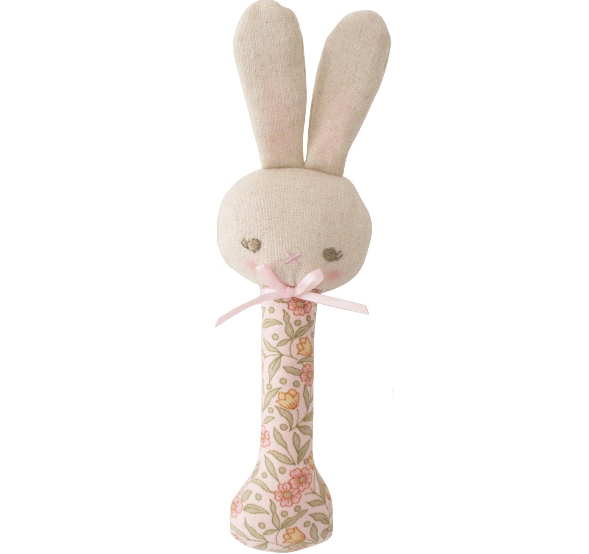 Alimrose - Baby Bunny Stick Rattle Blossom Lily Pink