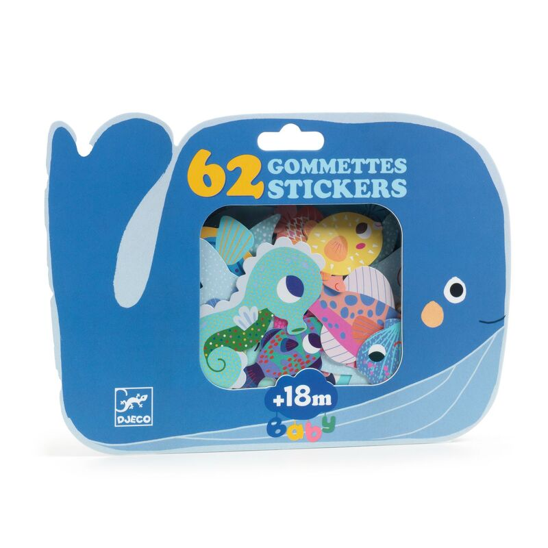 Djeco - Sea Animals Sticker Set 62 Piece