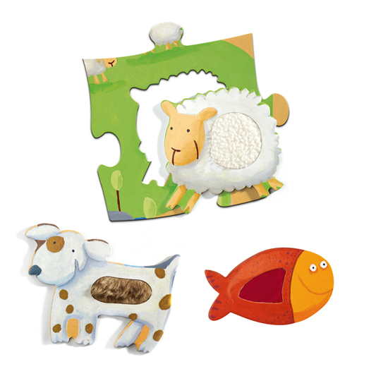 Djeco - Tactile Farm Giant Tactile Puzzle 20 Pc