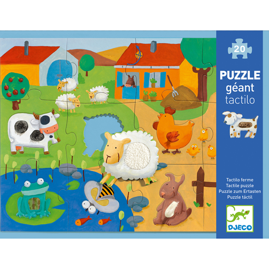 Djeco - Tactile Farm Giant Tactile Puzzle 20 Pc