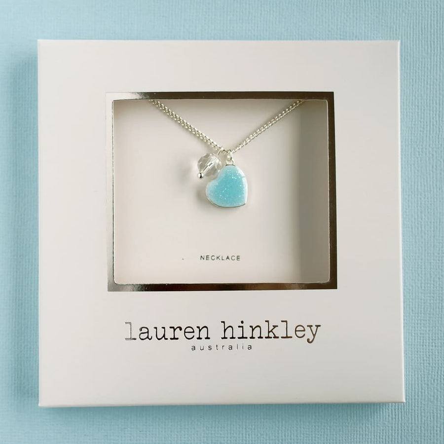 Lauren Hinkley - Blue Glitter Heart Necklace