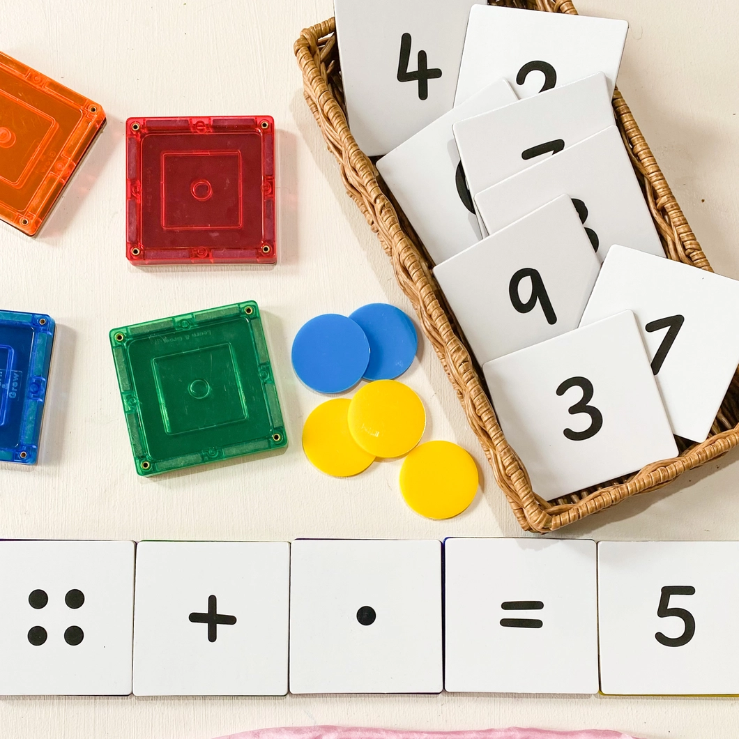 Learn and Grow - Magnetic Tile Toppers - Numeracy Pack 40 Pc