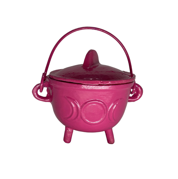 Mini Cast Iron Cauldron with Lid - Pink