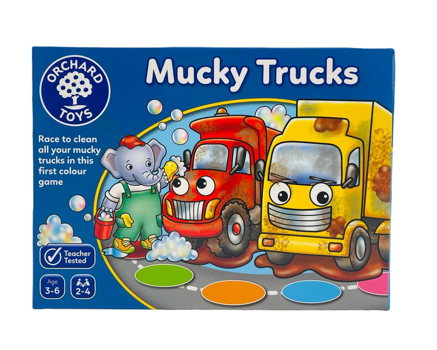 Orchard Toys Mucky Trucks game in box