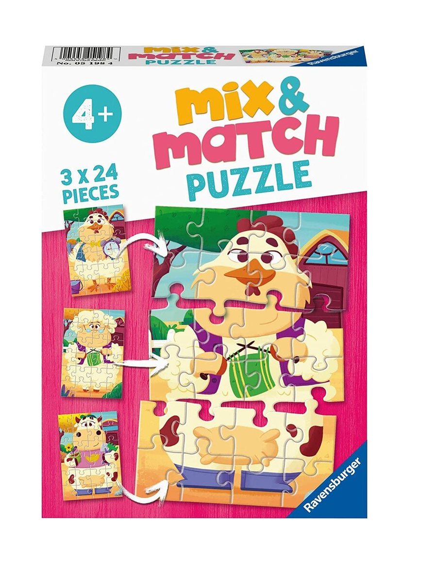 Ravensburger - Mix and Match Farm Friends 3 x 24 Pc Puzzles