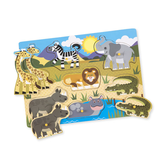 Melissa And Doug - Peg Puzzle Safari 7pc