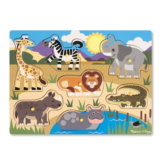 Melissa And Doug - Peg Puzzle Safari 7pc