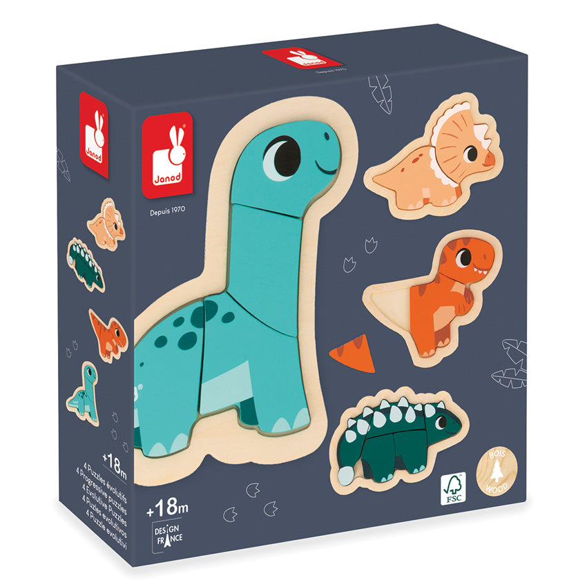 Janod - Dino Progressive Wood Puzzle