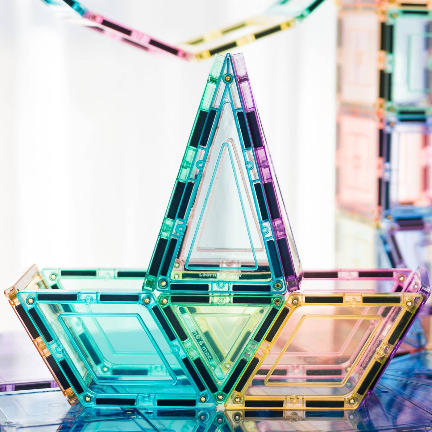 Learn & Grow Magnetic Tiles - Pastel Builders Pack 112 Pc