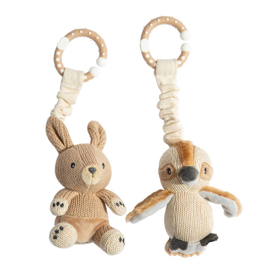 Living Textiles - 2 pack Stroller Toy - Kangaroo & Kookaburra