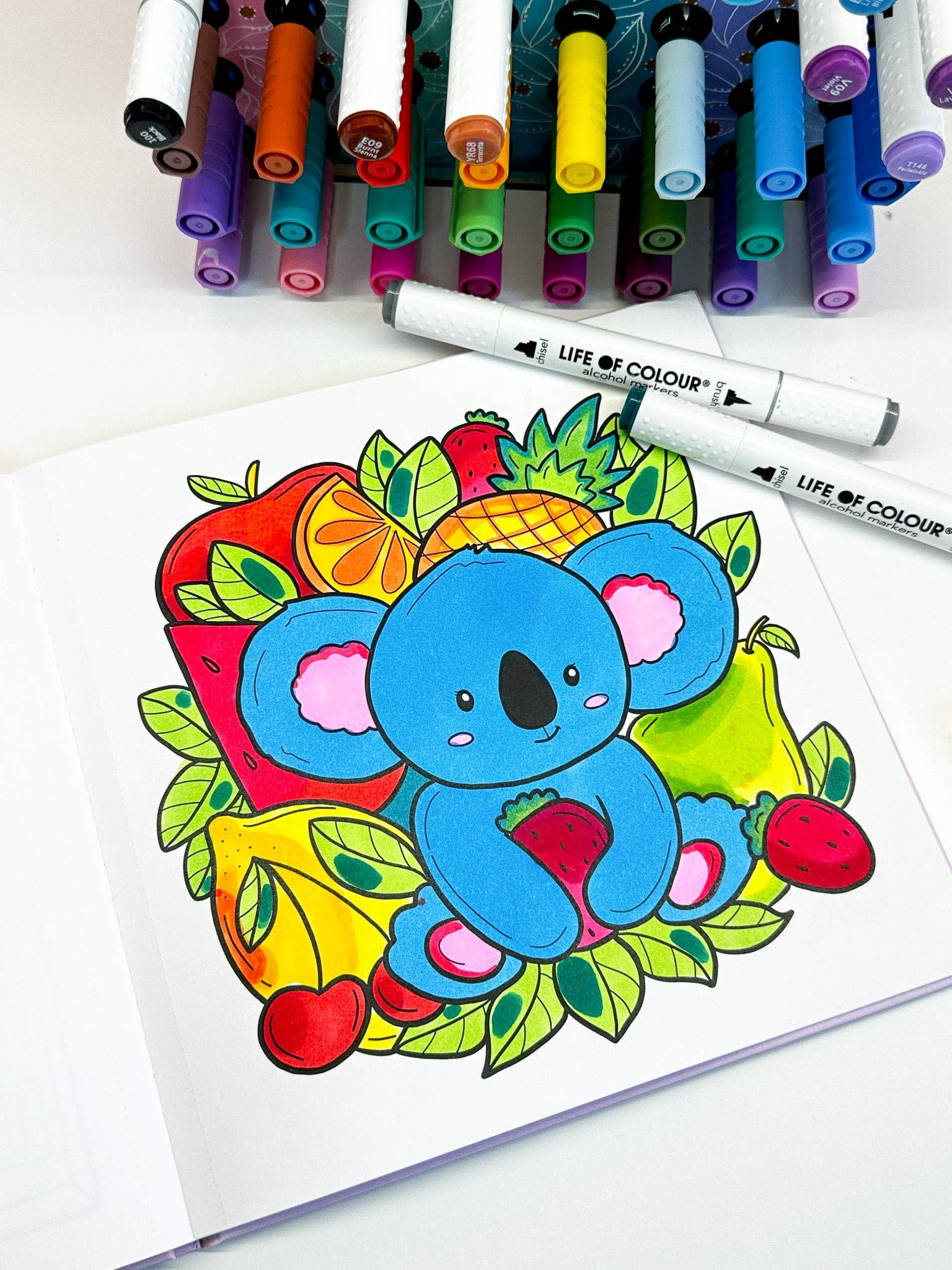 Life of Colour - Cute and Cosy Colouring Book and Art Markers Bundle