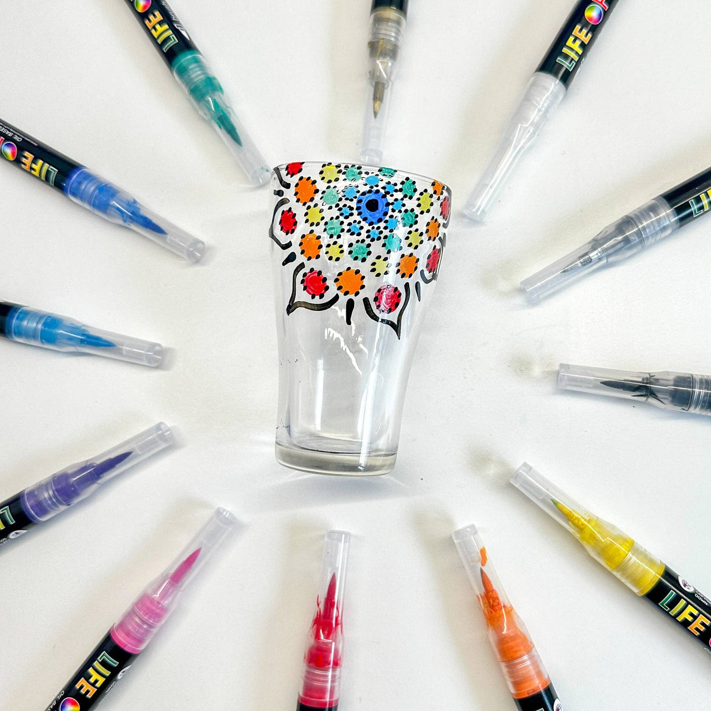 Life of Colour - Permanent Paint Pens Brush Tip - Set of 12 Classic Colours