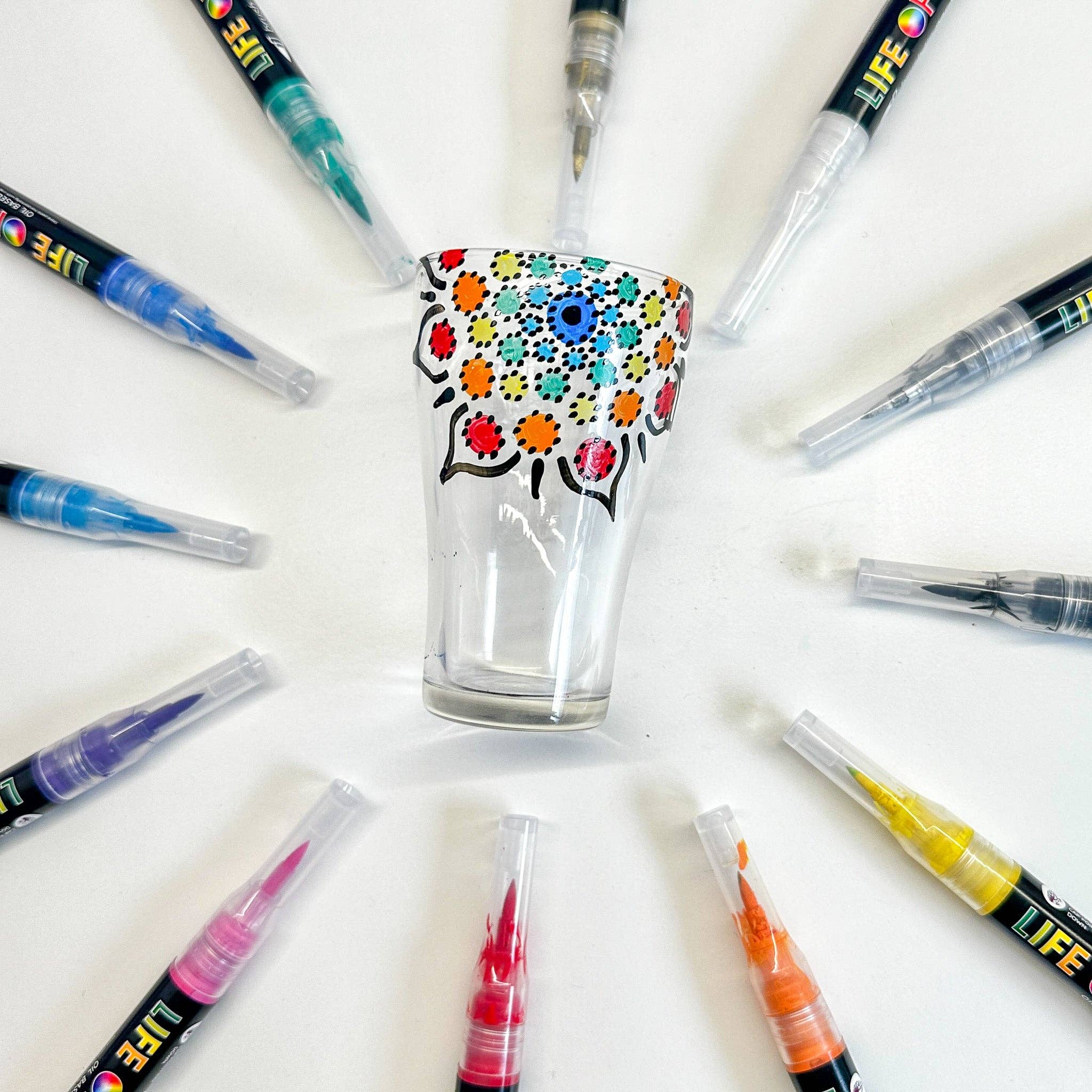 Life of Colour - Permanent Paint Pens Brush Tip - Set of 12 Classic Colours