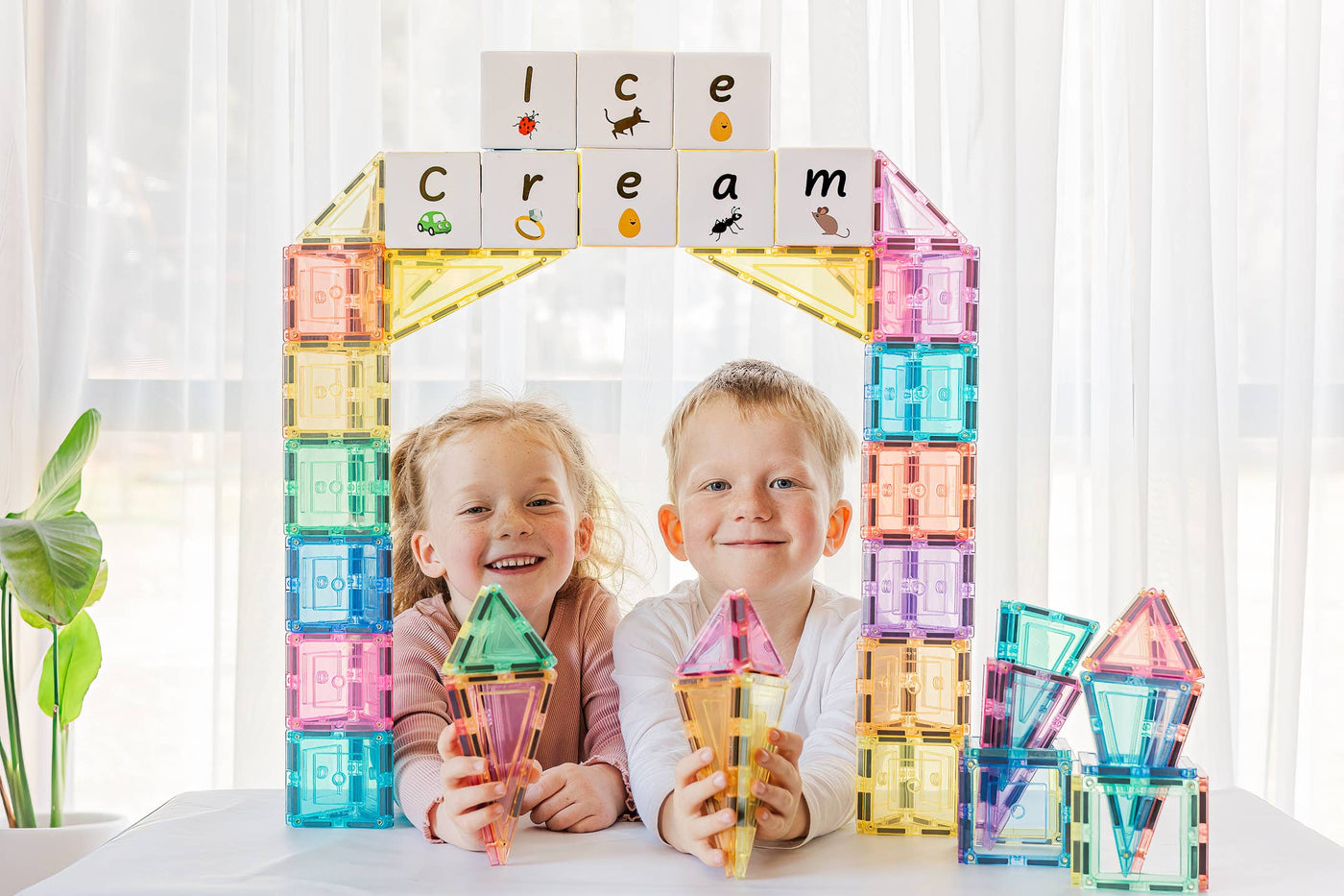Learn & Grow Magnetic Tiles - Pastel Builders Pack 112 Pc