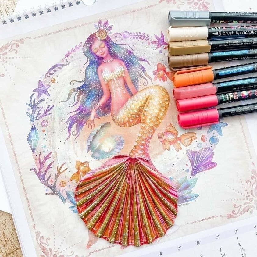 Life of Colour - Metallic Brush Tip Acrylic Paint Pens - Set of 12