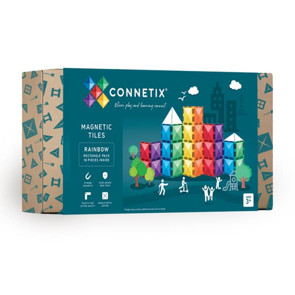 Connetix Rainbow Rectangle Pack 18 Piece Set - box