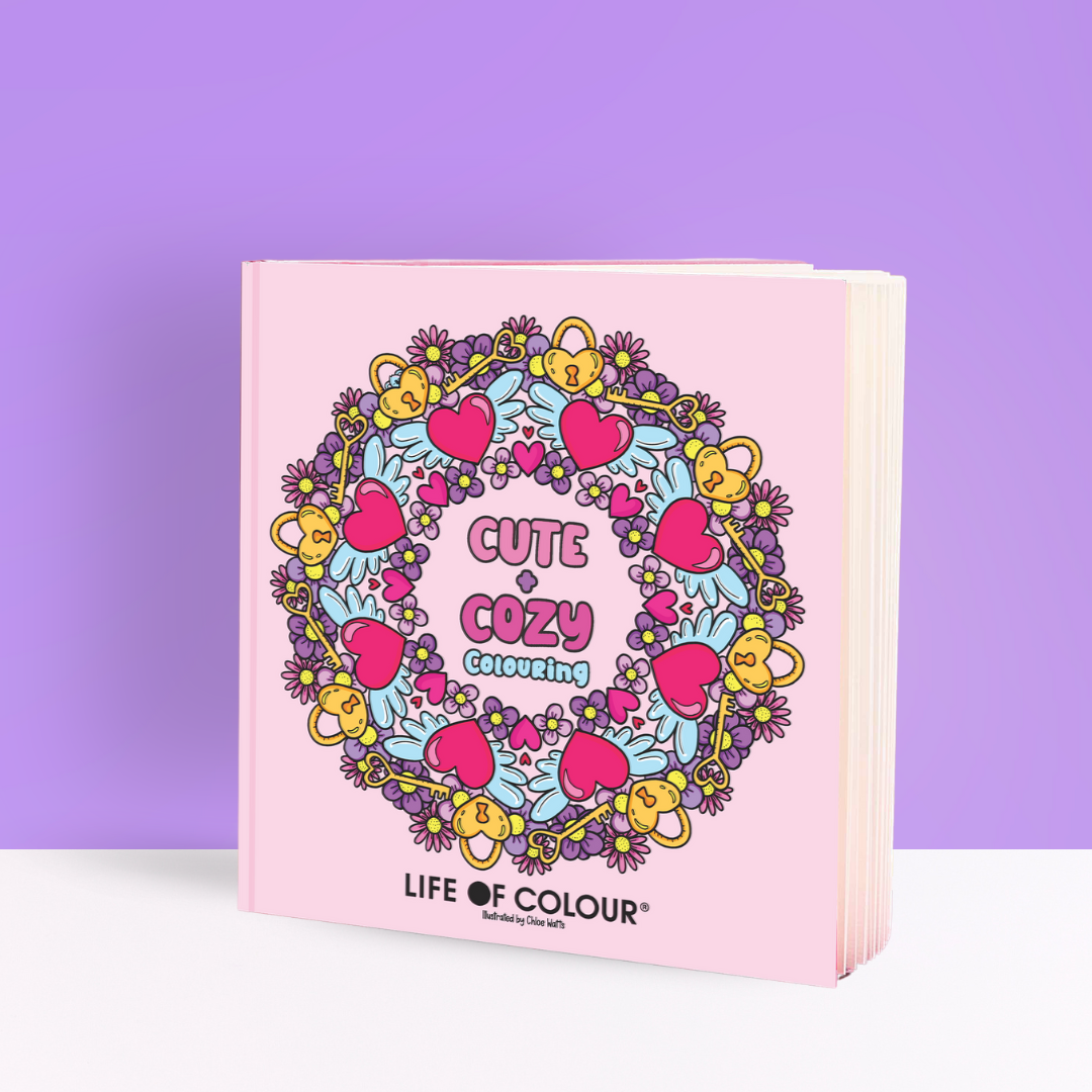 Life of Colour - Cute and Cosy Colouring Book and Art Markers Bundle