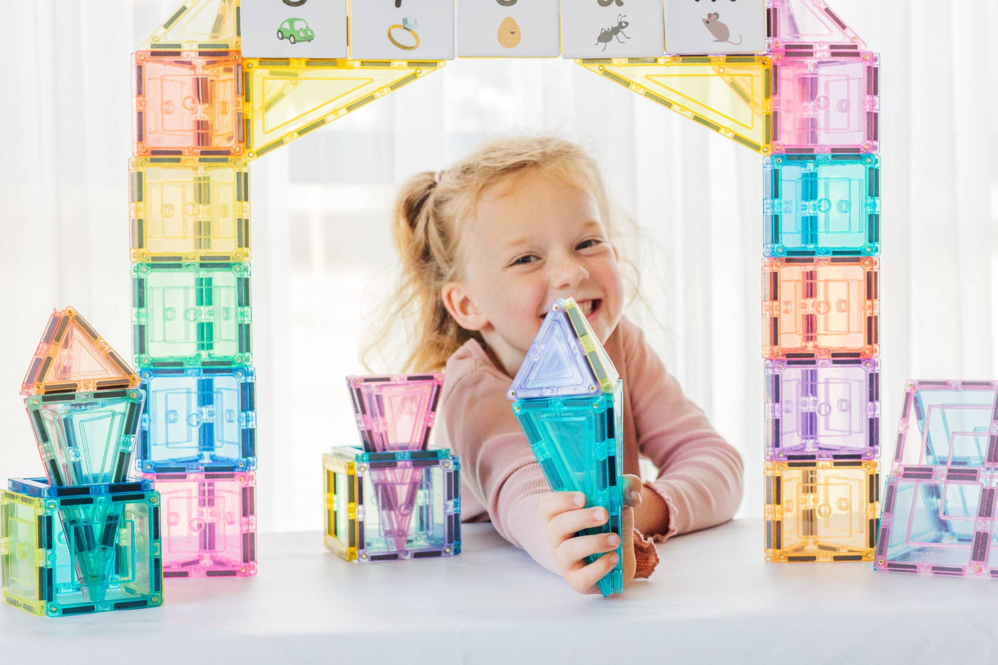 Learn & Grow Magnetic Tiles - Pastel Builders Pack 112 Pc