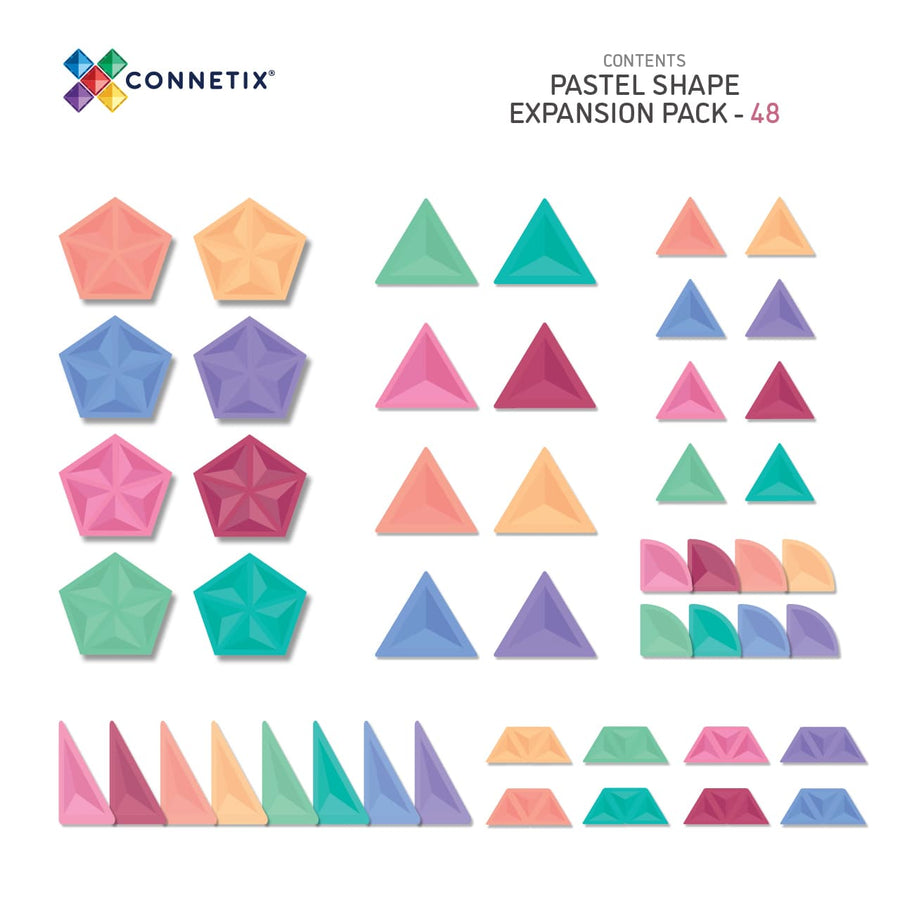 Connetix Pastel Shape Expansion Pack - 48 Pieces - contents