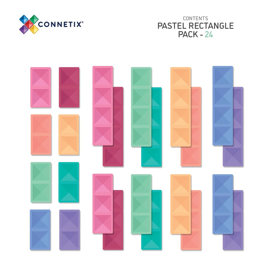 Connetix Pastel Rectangle Pack - 24 Piece - contents