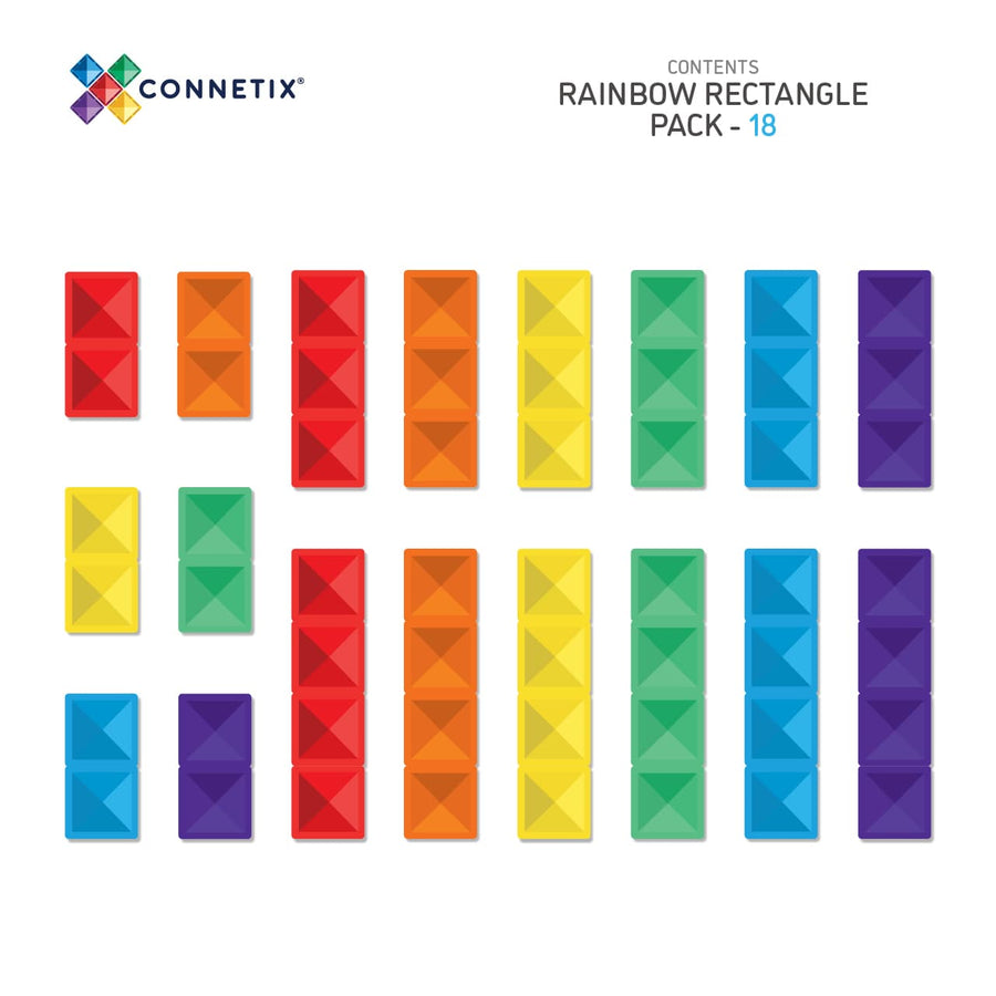 Connetix Rainbow Rectangle Pack 18 Pc - contents