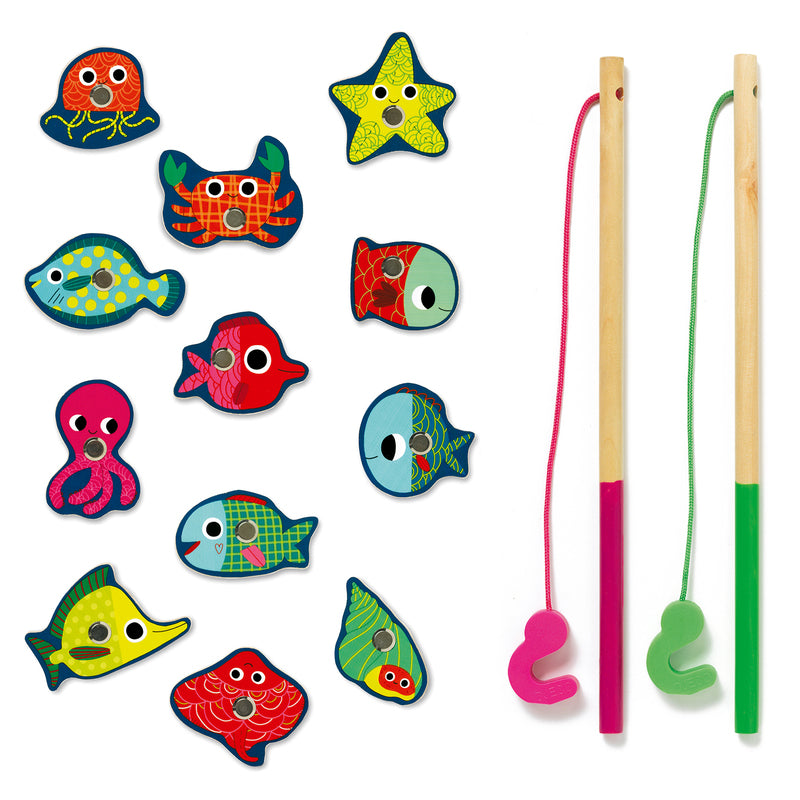 Djeco Magnetic Coloured Fishing contents