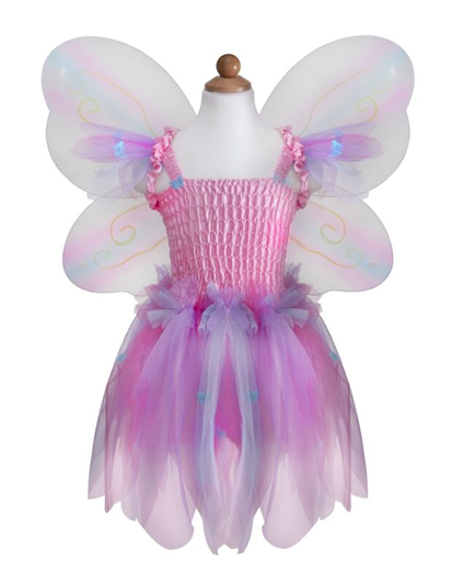 Great Pretenders - Pink Butterfly Dress & Wings with Wand - Size 5-6
