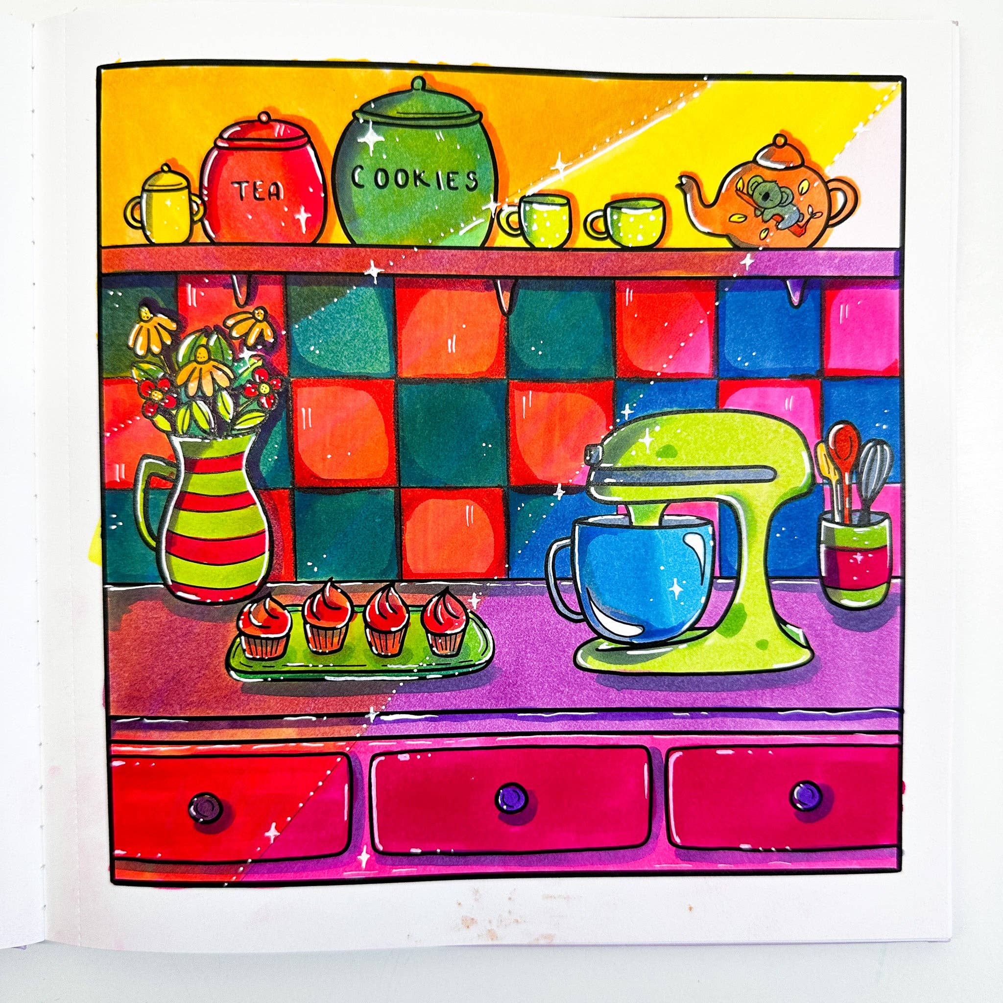 Life of Colour - Cute and Cosy Colouring Book and Art Markers Bundle