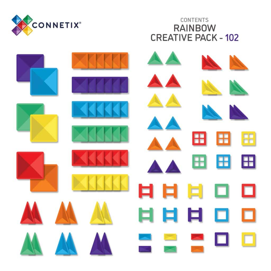 Connetix - Rainbow Magnetic Tiles 102 Pc