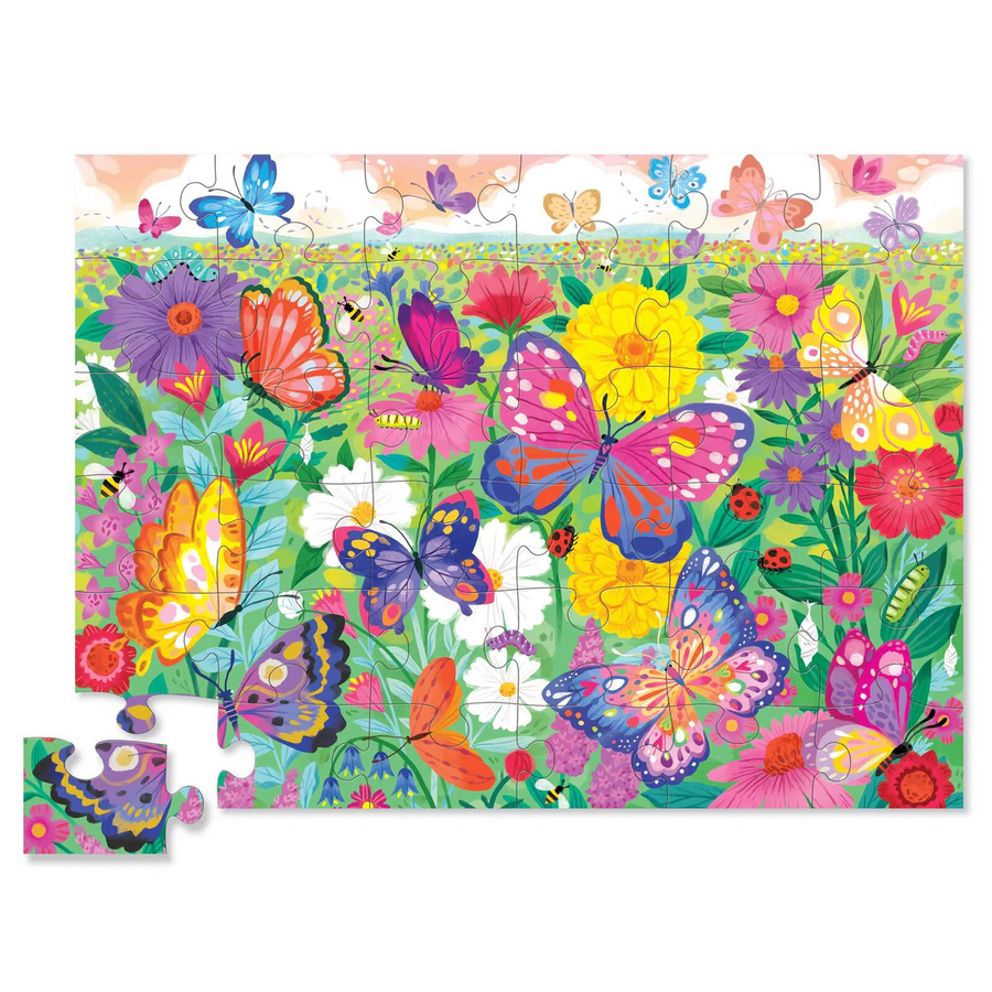 Crocodile Creek - Butterfly Garden Foil Stamped Floor Puzzle 36 Pc