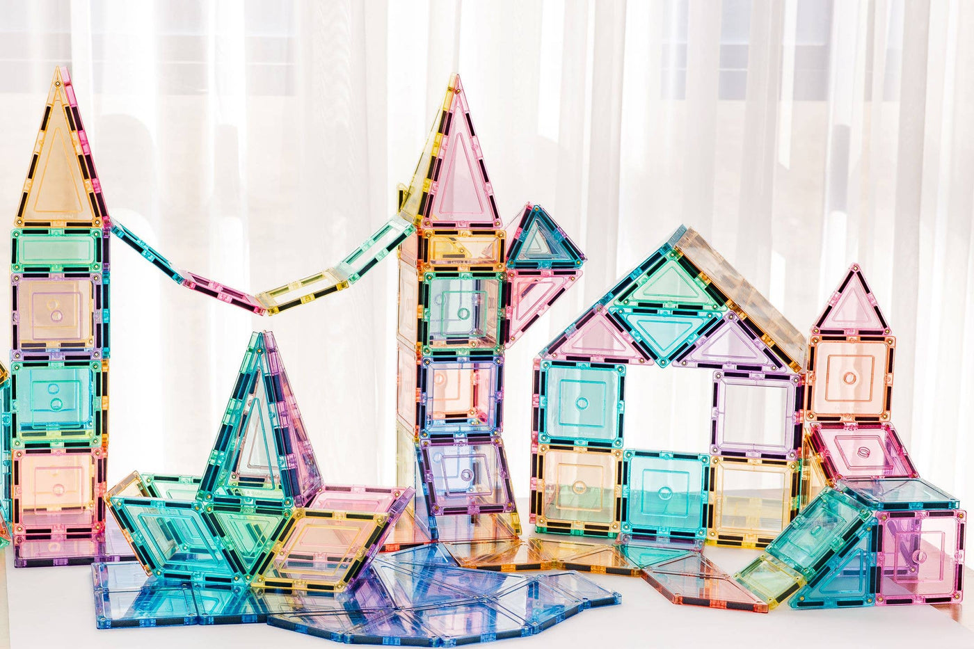 Learn & Grow Magnetic Tiles - Pastel Builders Pack 112 Pc