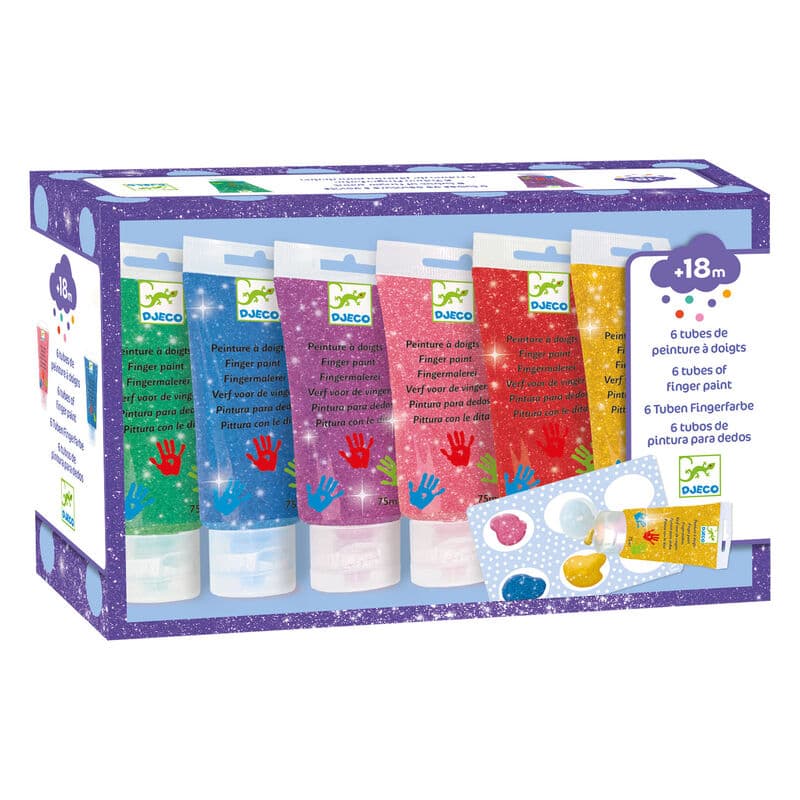 Djeco - Finger Paint 6 Tubes - Glitter