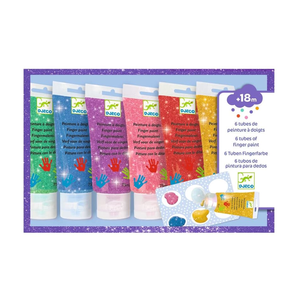 Djeco - Finger Paint 6 Tubes - Glitter