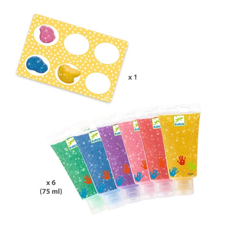 Djeco - Finger Paint 6 Tubes - Glitter
