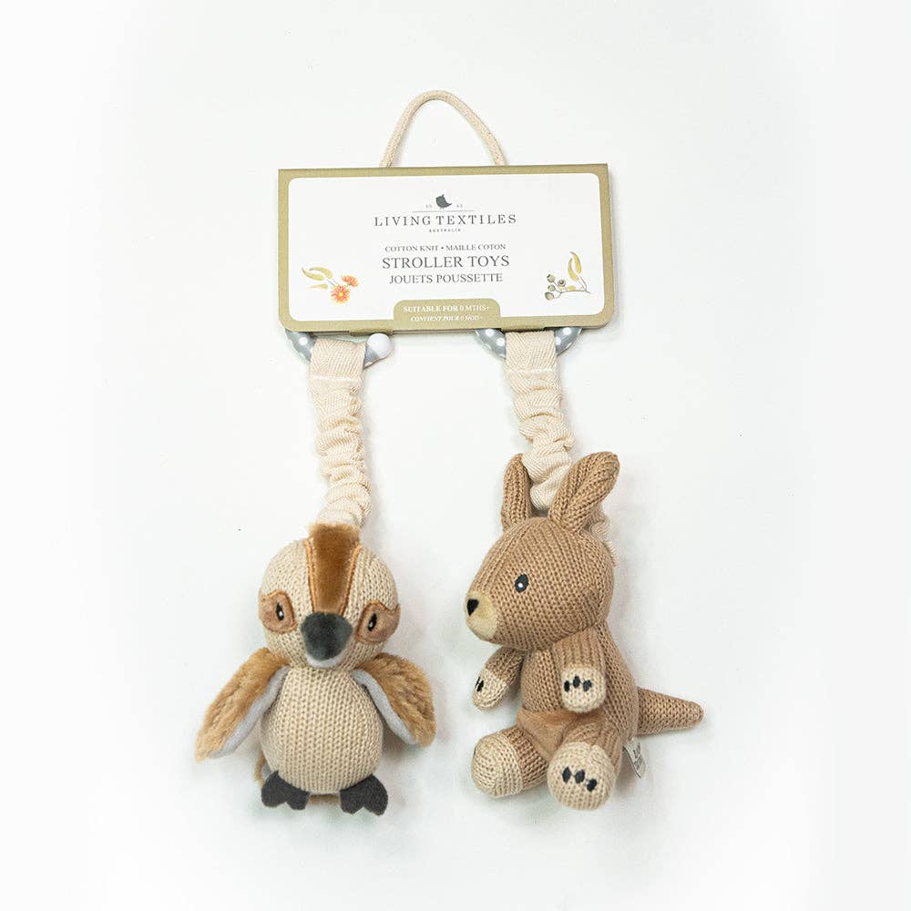 Living Textiles - 2 pack Stroller Toy - Kangaroo & Kookaburra