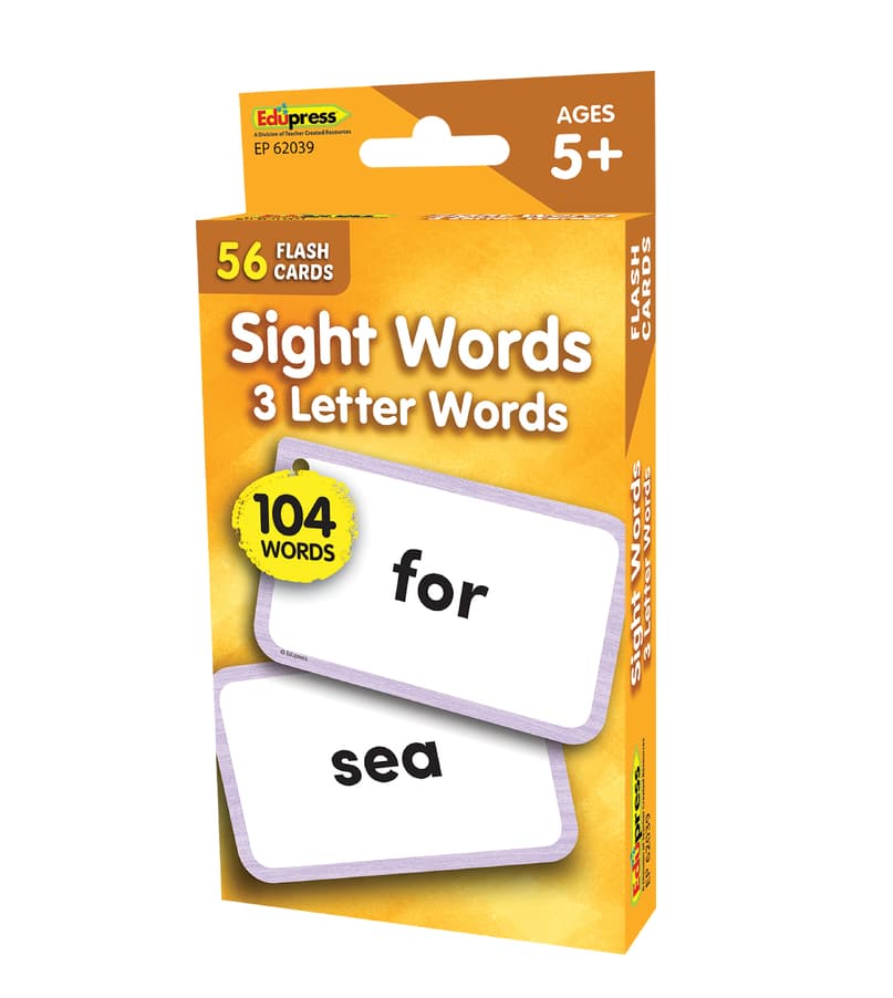 3 Letter Words- Sight Words Flash Cards