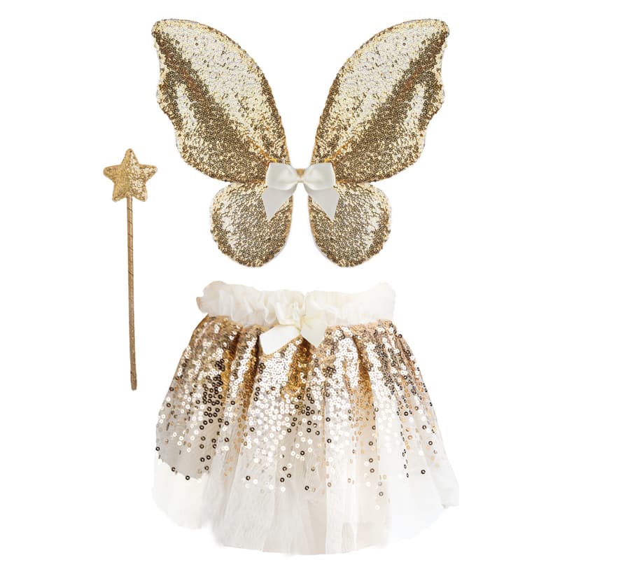 Great Pretenders Gracious Gold Sequins Skirt, Wings and Wand Set