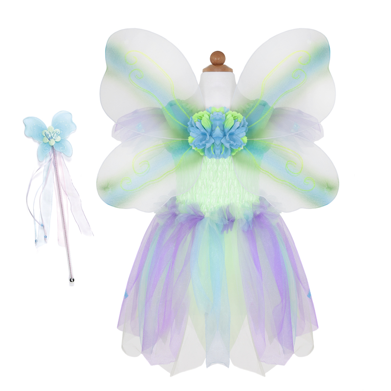 Great Pretenders - Green Butterfly Dress and Wings with Wand - Size 5-6