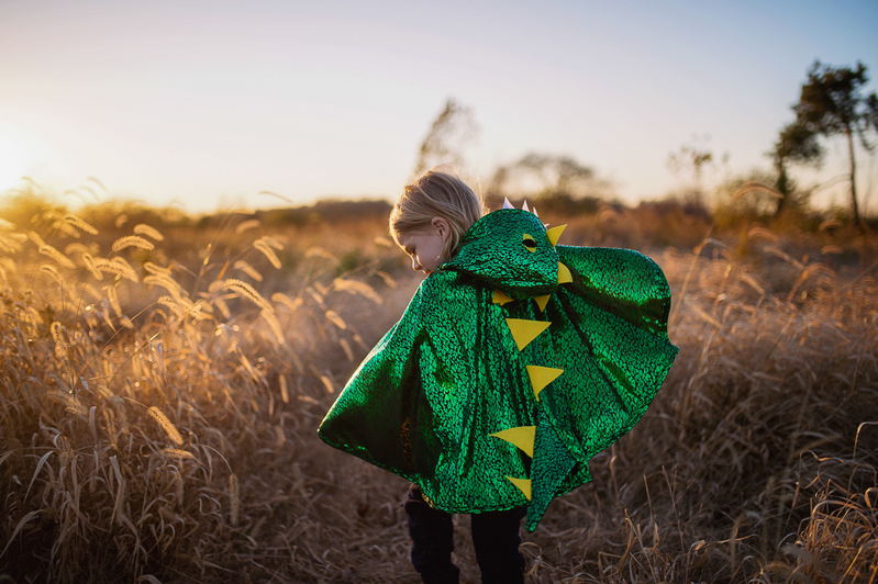Great Pretenders - Metallic Green Dragon Cape - Size 2-3
