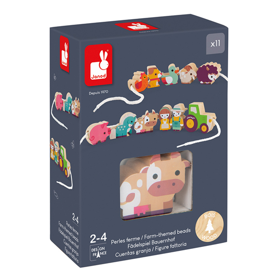 Janod - Bead Threading Farm 11pc