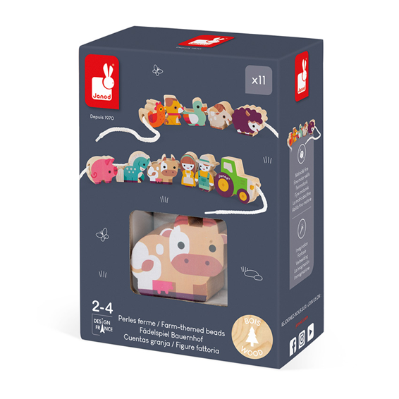 Janod - Bead Threading Farm 11pc