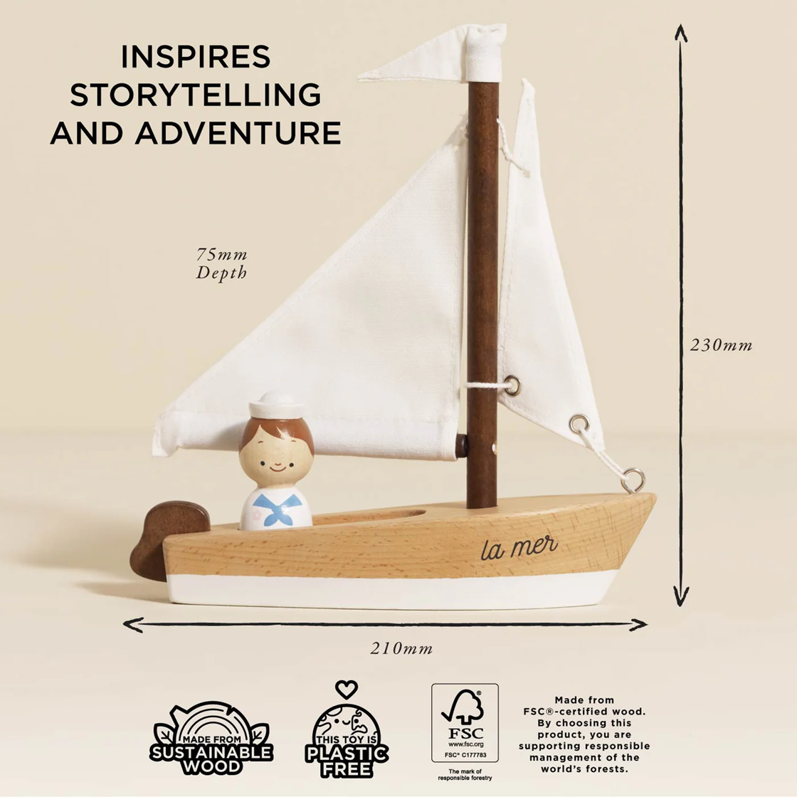 Le Toy Van - Wooden Sailing Boat & Captain
