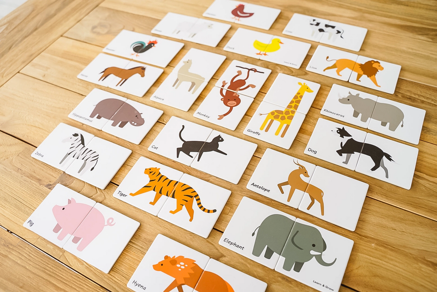 Learn and Grow - Magnetic Tile Toppers - Animal Duo Puzzle 40 Pc