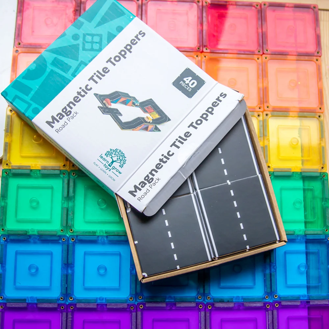Learn and Grow - Magnetic Tile Toppers - Road Pack 40 Pc