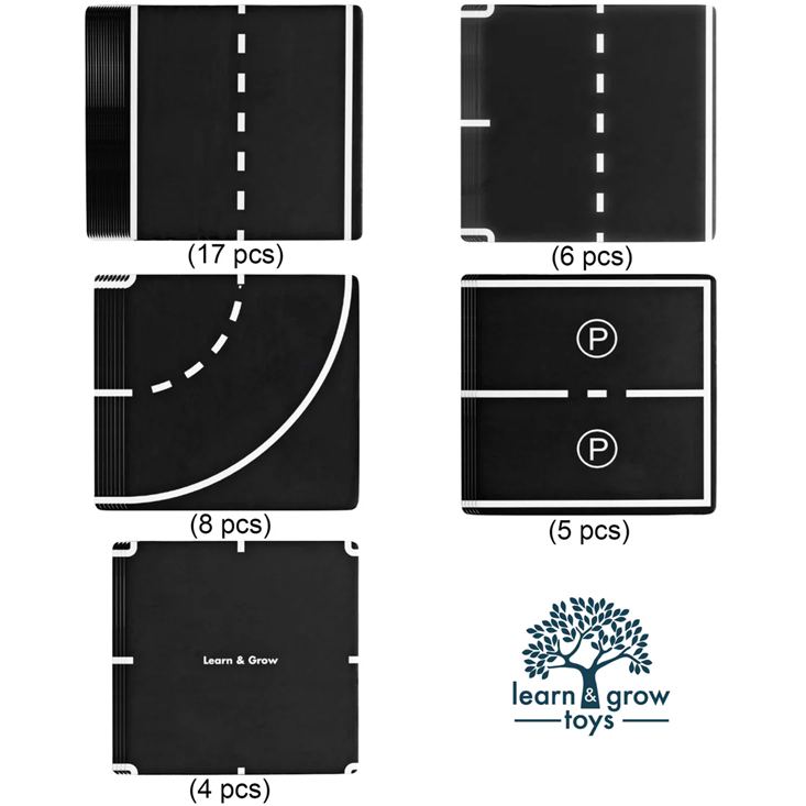 Learn and Grow - Magnetic Tile Toppers - Road Pack 40 Pc