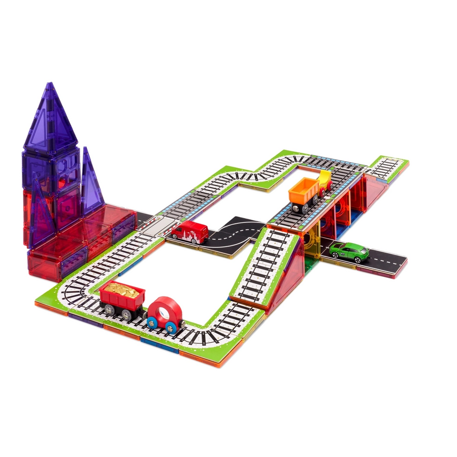 Learn and Grow - Magnetic Tile Toppers - Train Track 36 Pc