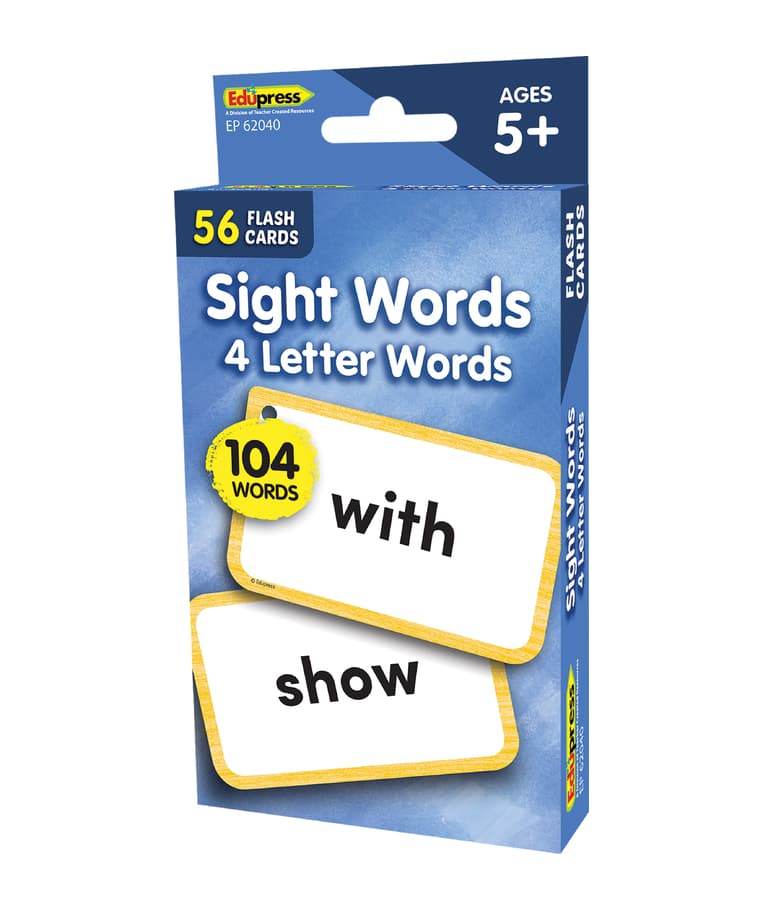4 Letter Words - Sight Words Flash Cards