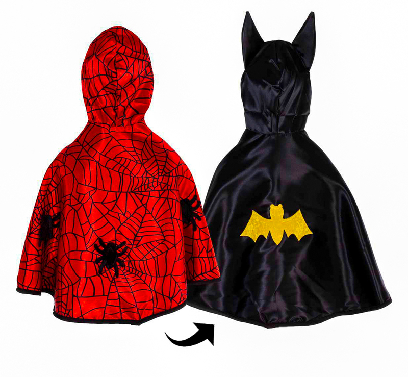 Great Pretenders - Toddler Reversible Spider & Bat Cape - Size 2-3T