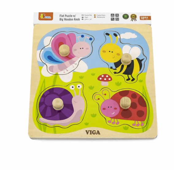 Viga - Big Knob Wooden Puzzle - Insects
